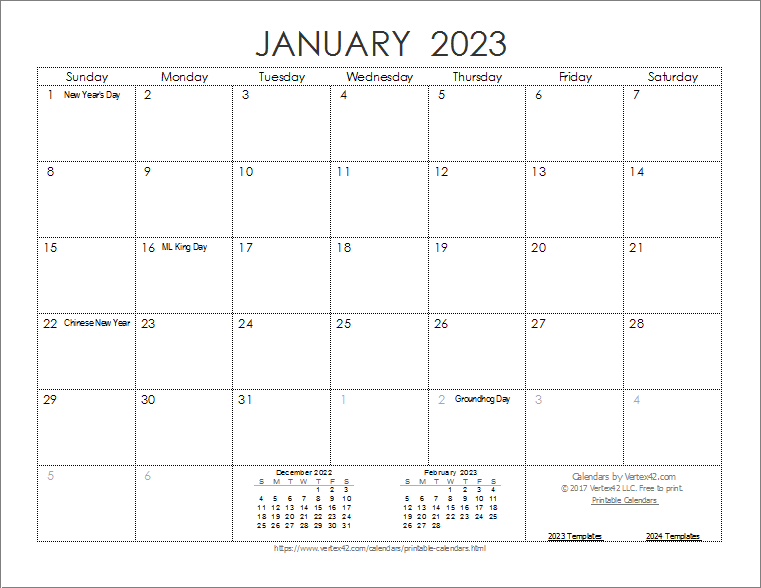 2023 And 2022 Monthly Calendar Printable