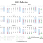 2023 Calendar With UK Bank Holidays At Bottom Landscape Layout