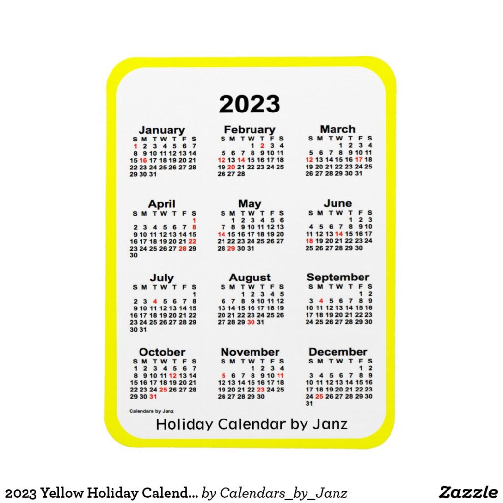 2023 Yellow Holiday Calendar By Janz Magnet Holiday Calendar 2020 