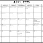 April 2023 With Holidays Calendar