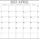 April 2023 With Holidays Calendar