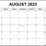 August 2023 With Holidays Calendar
