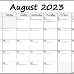 August 2023 With Holidays Calendar