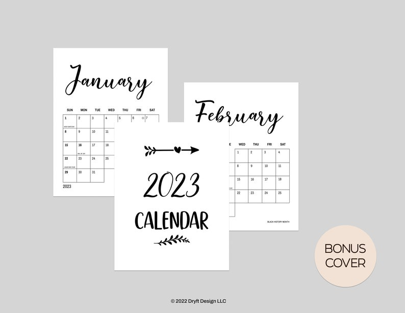 Boho 2023 Wall Calendar Printable Calendar With Holidays And Etsy Israel