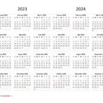 Calendar 2023 And 2024 On One Page Calendar Quickly
