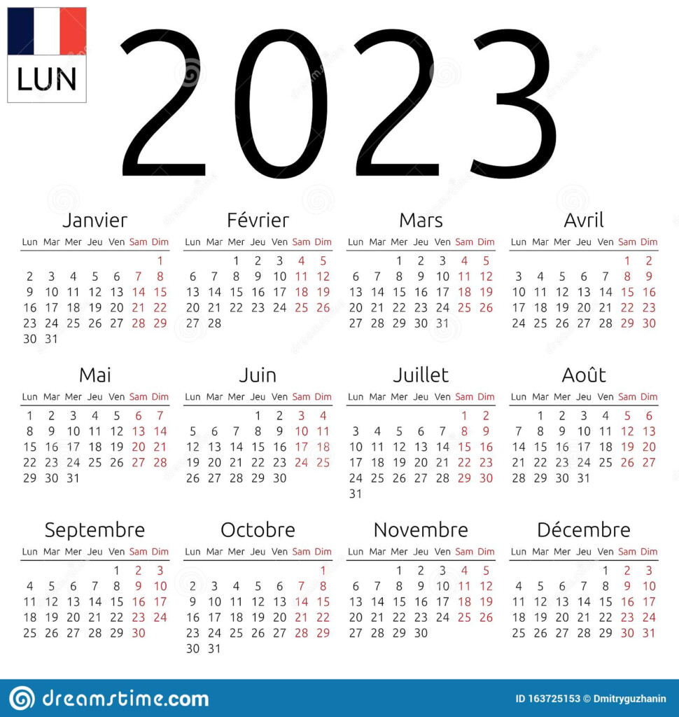 Calendar 2023 French Monday Stock Vector Illustration Of Months 