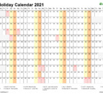 Calendar Horizontal Column With Holiday Kenya 2021
