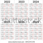 Calendar Templates 2021 2022 2023 2024 Stock Vector Royalty Free