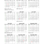 Download Blank Calendar 2023 With US Holidays 12 Months On One Page