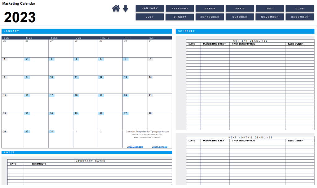 Download The 2023 Marketing Calendar Blank FREE Download