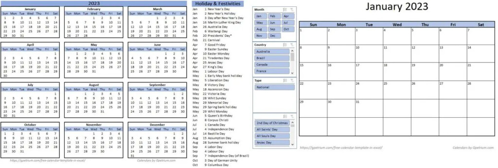 Free 2023 Calendar Template In Excel GPetrium