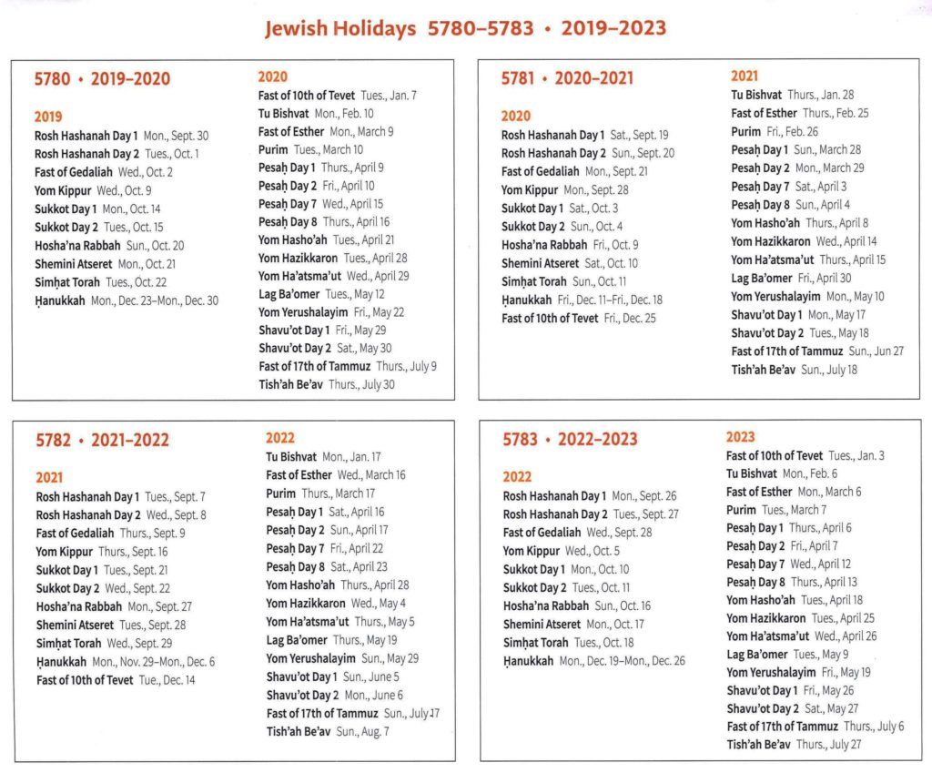 Holidays Congregation Beth Israel