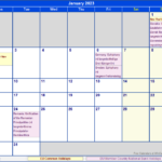 January 2023 EU Calendar With Holidays For Printing image Format