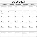 July 2023 Calendar With Holidays