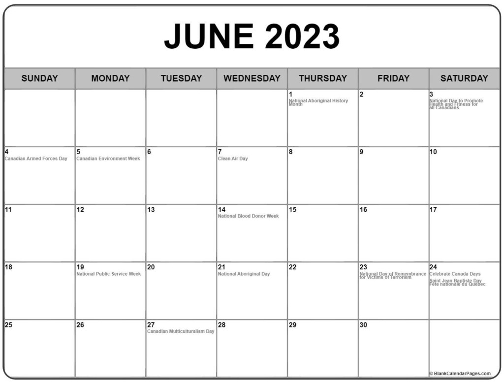 June 2023 Calendar With Holidays