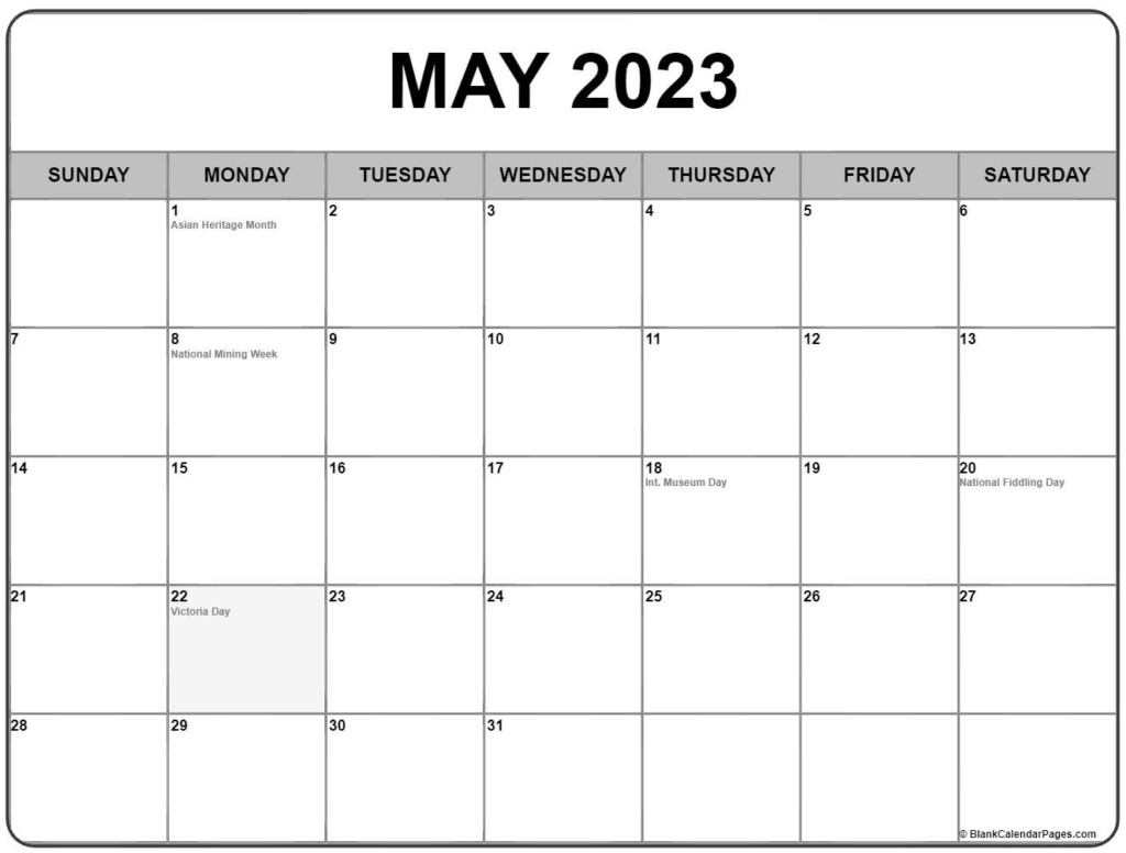 May 2023 Calendar With Holidays