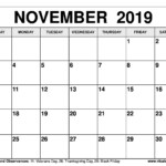 November Calendar 2019 Veterans Day CALNDA