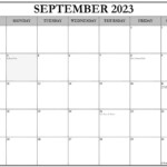 September 2023 With Holidays Calendar