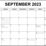 September 2023 With Holidays Calendar