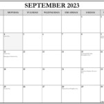 September 2023 With Holidays Calendar