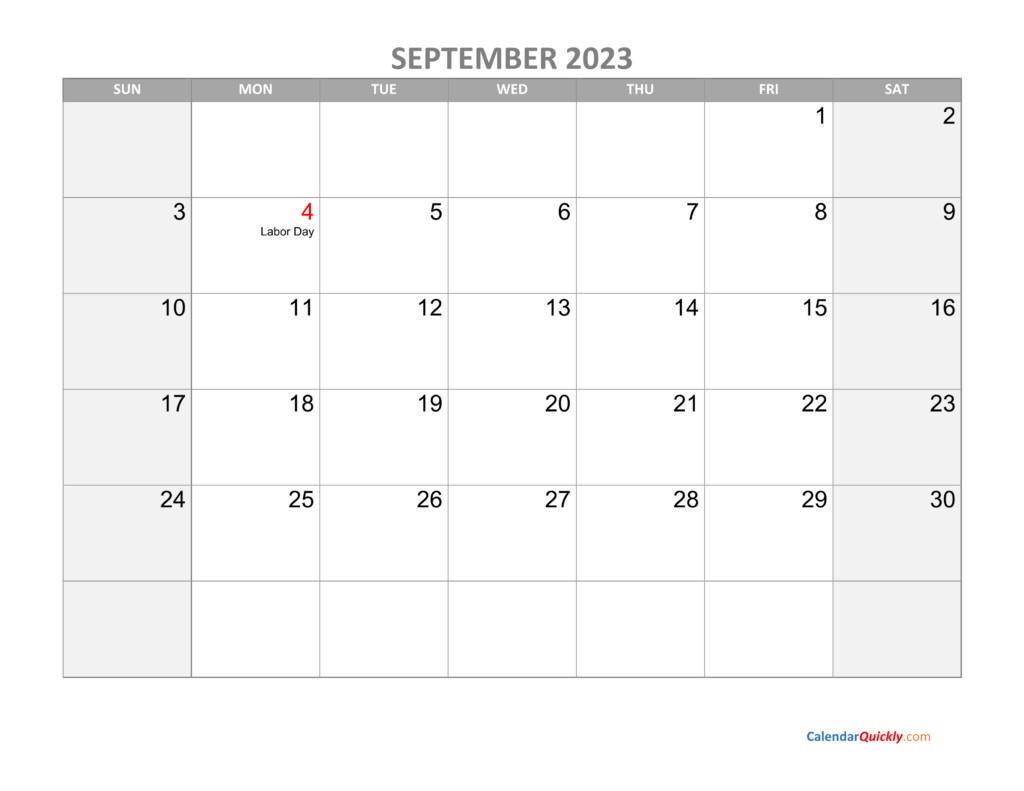 September Calendar 2023 With Holidays Calendar Quickly