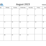 United States August 2023 Calendar With Holidays