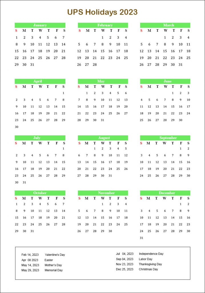 UPS Holidays 2023 Calendar Archives The Holidays Calendar
